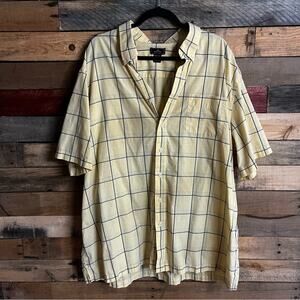 Dockers Yellow Plaid Button Down Shirt‎ Size 3X Tall